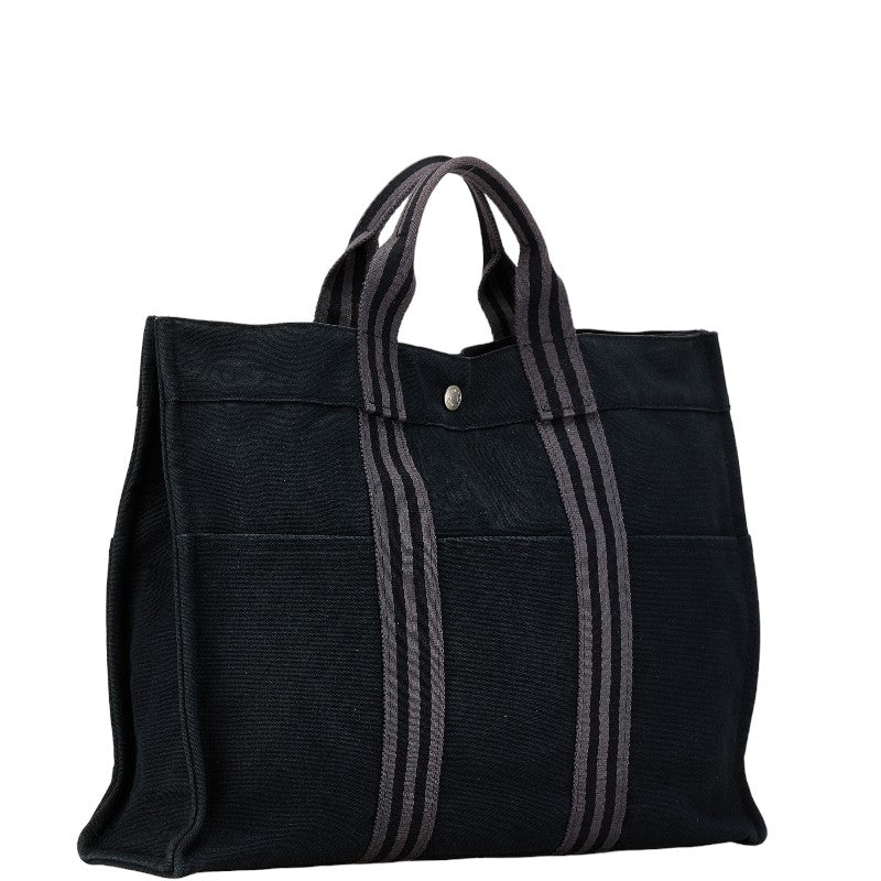 Hermes Canvas Fourre-Tout MM Handbag Tote Black