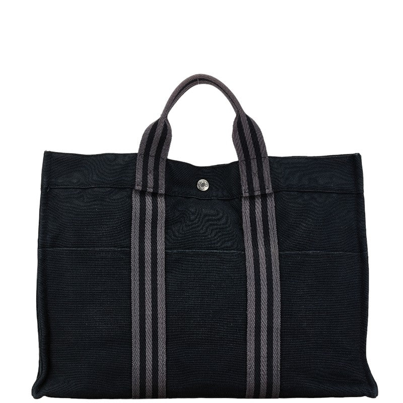 Hermes Canvas Fourre-Tout MM Handbag Tote Black