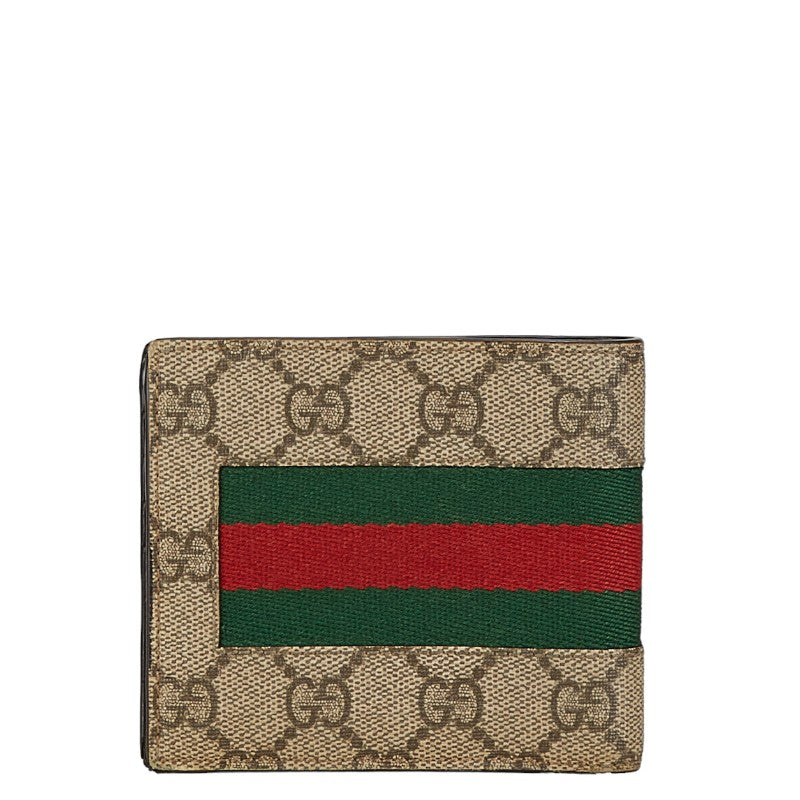 Gucci GG Supreme New Web Bifold Wallet PVC Leather 408826 in Very Good Condition