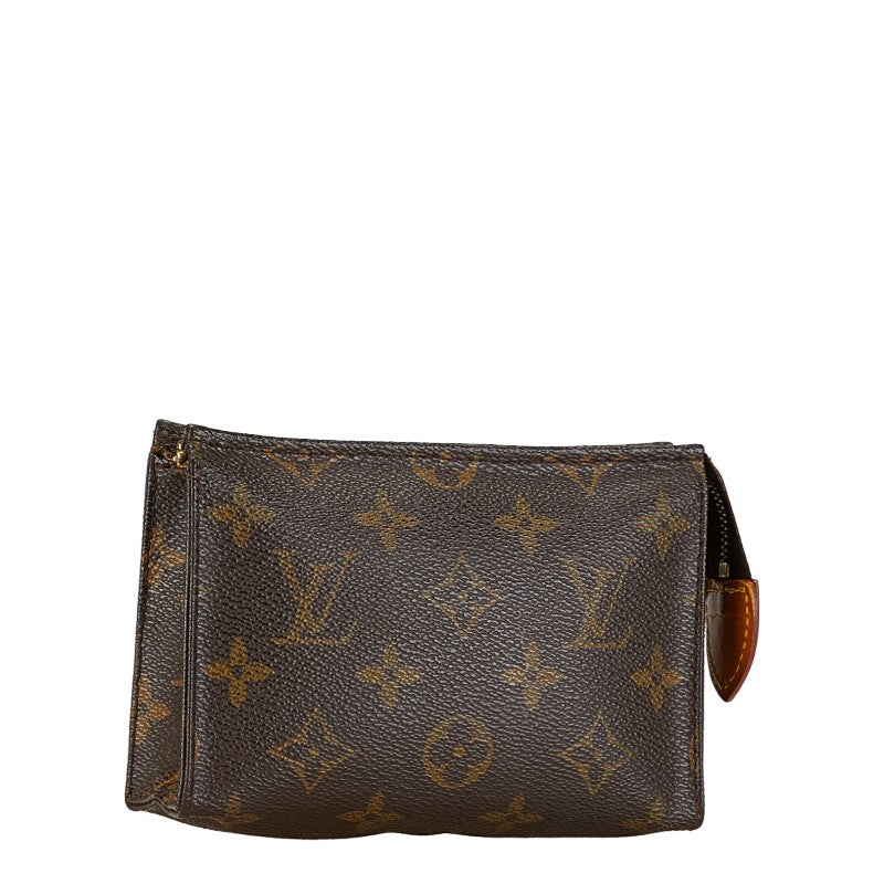 Louis Vuitton Monogram Pochette Toilette 15 Clutch M47546 Brown PVC Leather