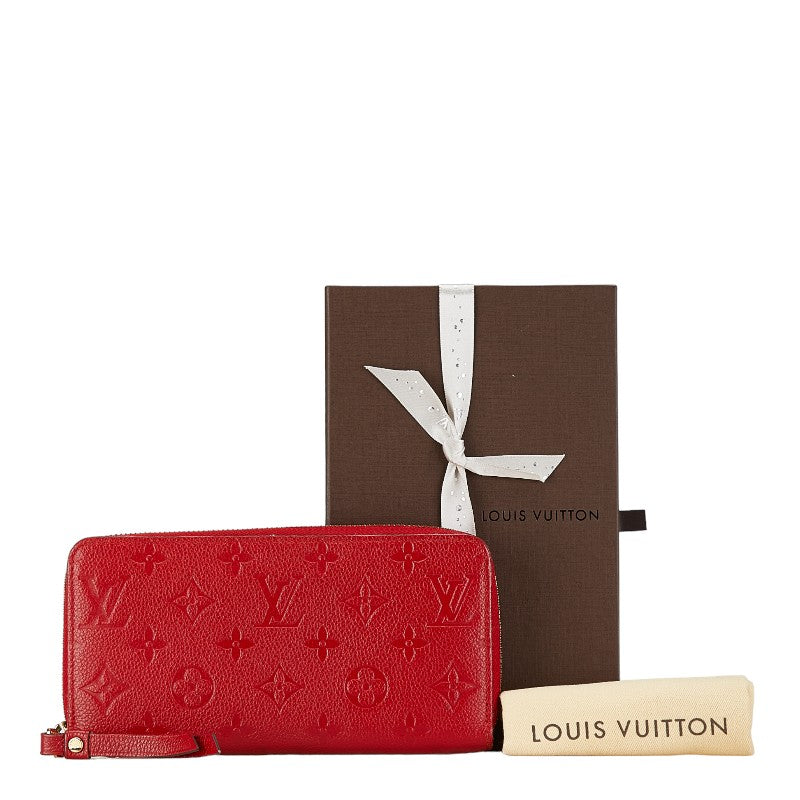 Louis Vuitton Monogram Empreinte Clemence Long Wallet M63698 Red Leather in Very Good Condition