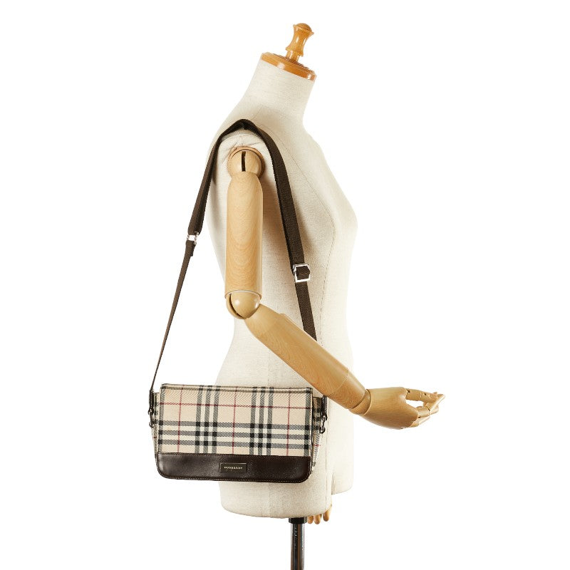 Burberry Nova Check Canvas Leather Shoulder Bag