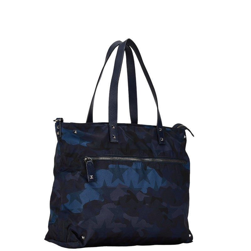 Valentino Nylon Leather Studs Camouflage Tote Bag