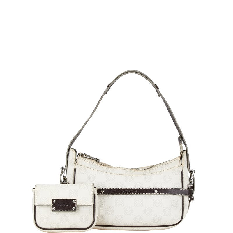 Loewe Anagram One Shoulder Bag White Brown PVC Leather