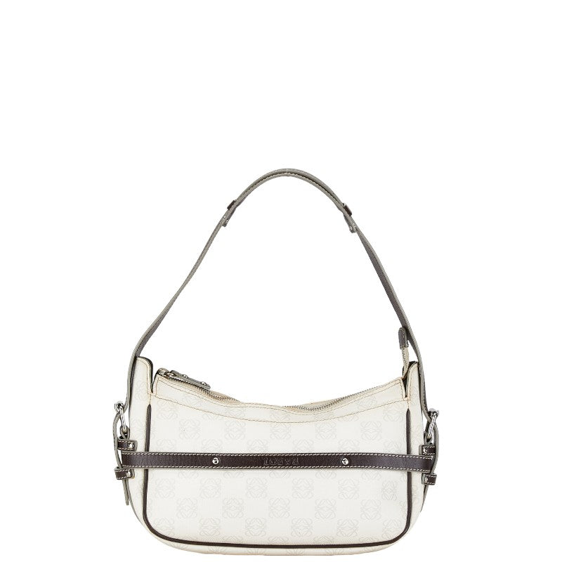 Loewe Anagram One Shoulder Bag White Brown PVC Leather