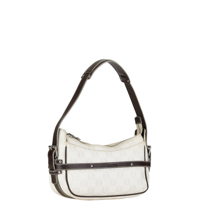 Loewe Anagram One Shoulder Bag White Brown PVC Leather