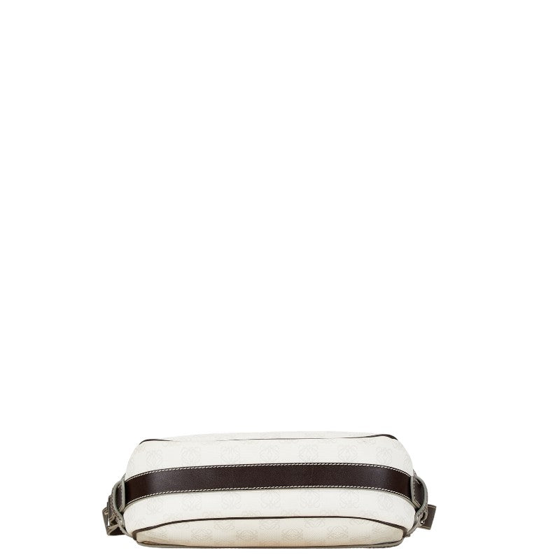 Loewe Anagram One Shoulder Bag White Brown PVC Leather