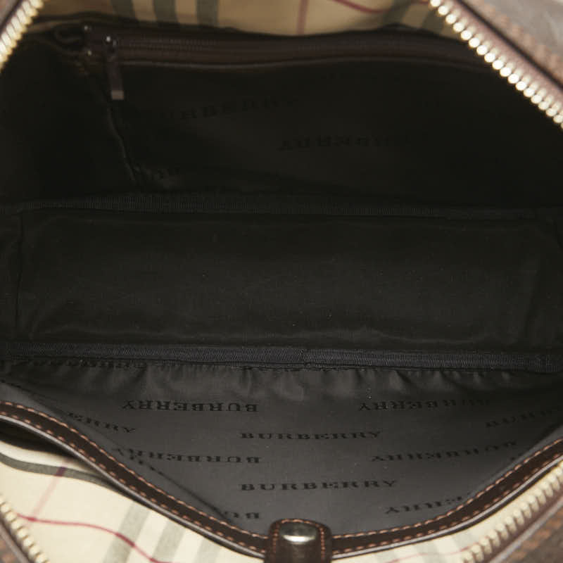 Burberry Leather Nova Check Logo Plate Shoulder Bag