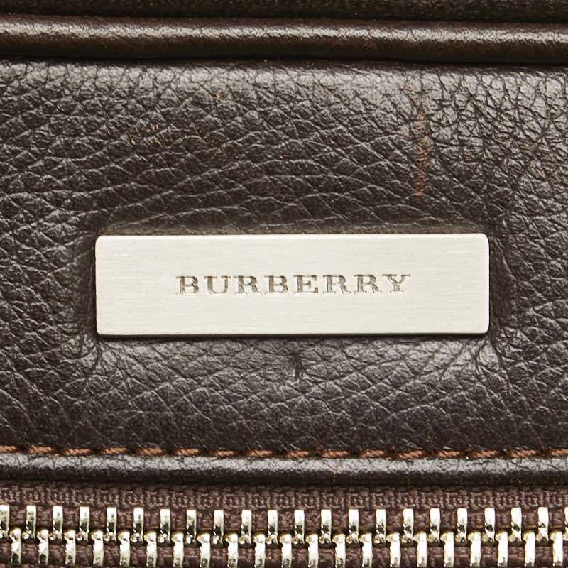 Burberry Leather Nova Check Logo Plate Shoulder Bag