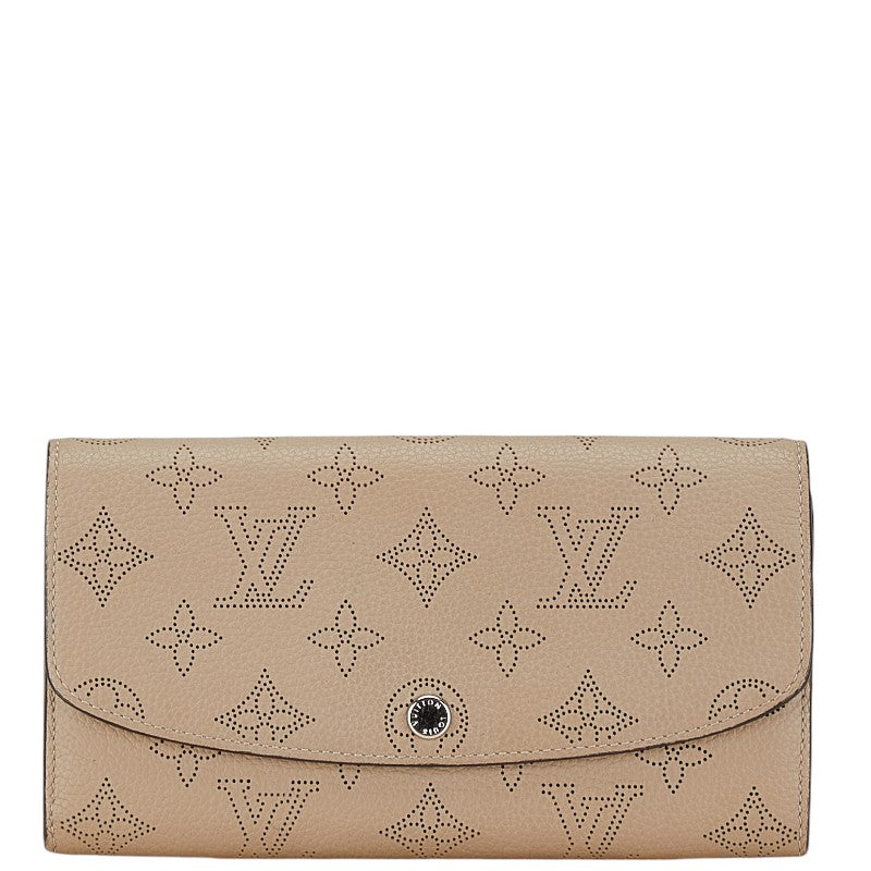 Louis Vuitton Monogram Mahina Iris Long Wallet M60144 Beige Leather in Very Good Condition