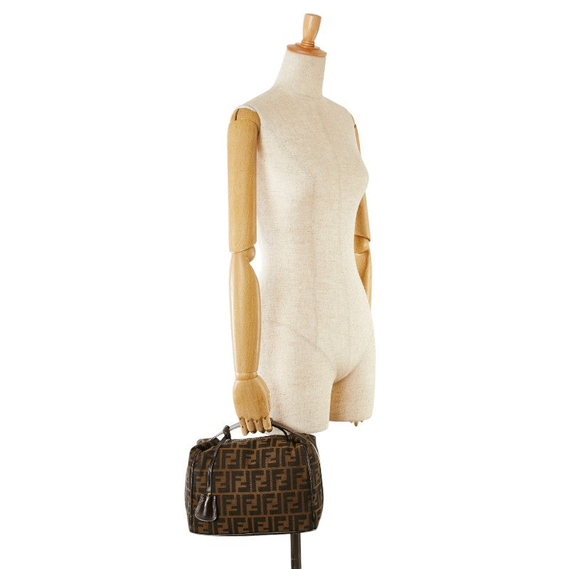 Fendi Zucca Vanity Bag Canvas Leather Brown