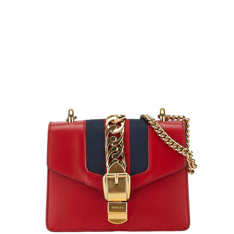 Gucci Sylvie Small Leather Chain Shoulder Bag 481666