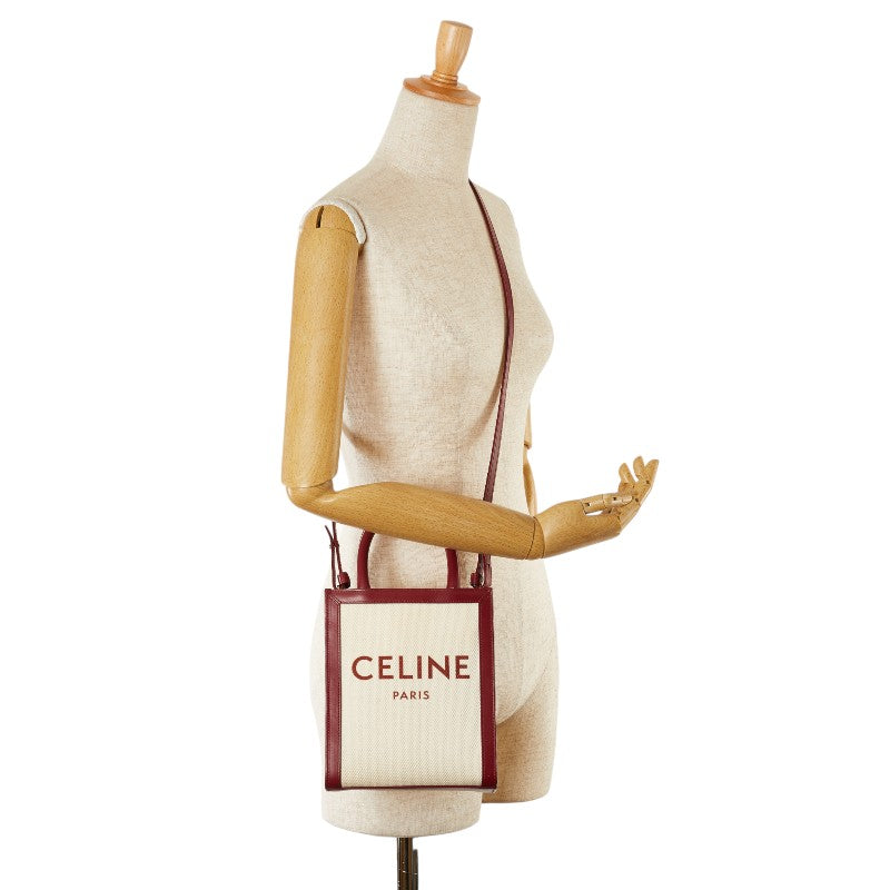 Celine Canvas Leather Logo Vertical Small Handbag