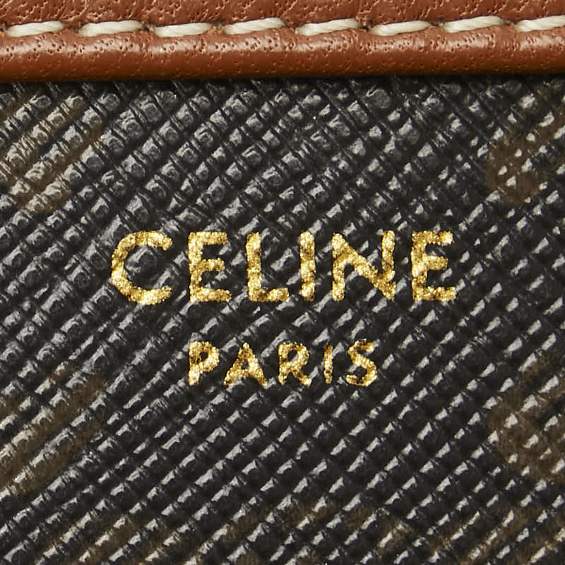 Celine Triomphe Chain Shoulder Bag Black PVC Leather in Very Good Condition