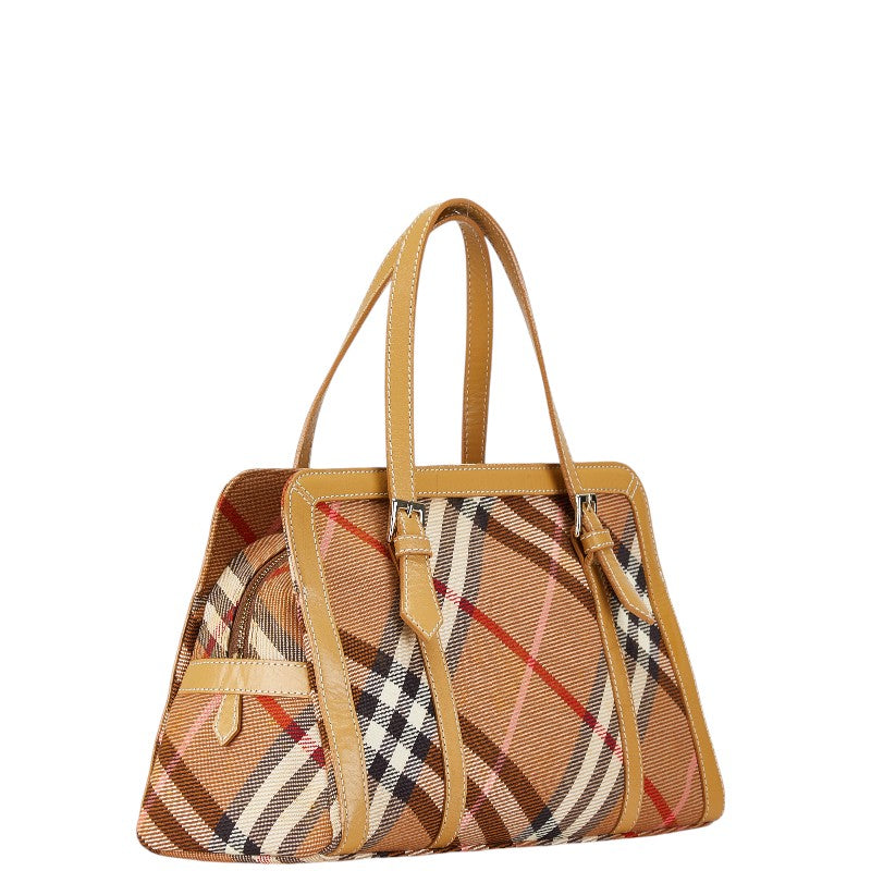 Burberry Canvas Leather Check Tote Bag in Very Good Condition