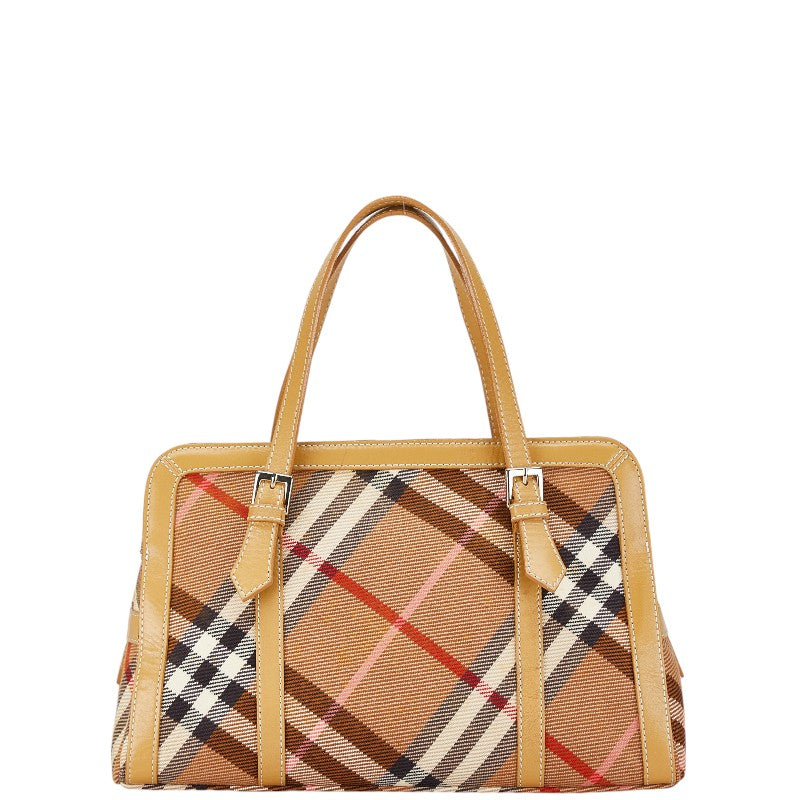 Burberry Canvas Leather Check Tote Bag in Very Good Condition