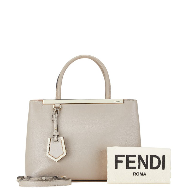 Fendi Leather 2Jours Handbag Gray in Very Good Condition