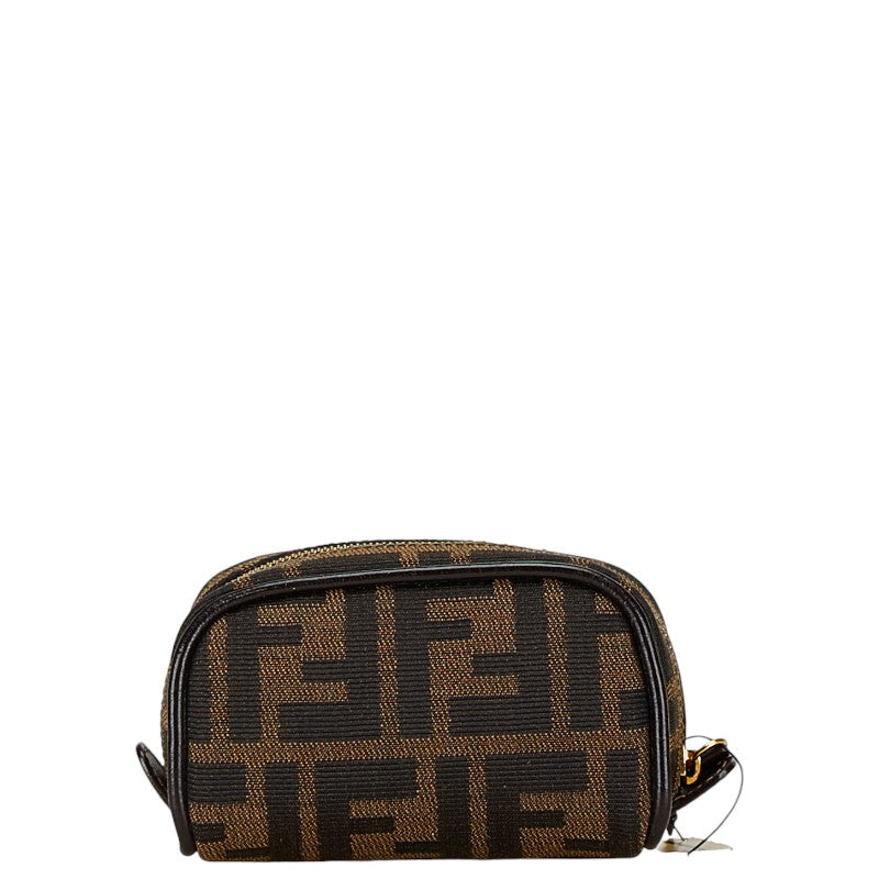 Fendi Zucca Canvas Leather Pouch 26577 in Very Good Condition