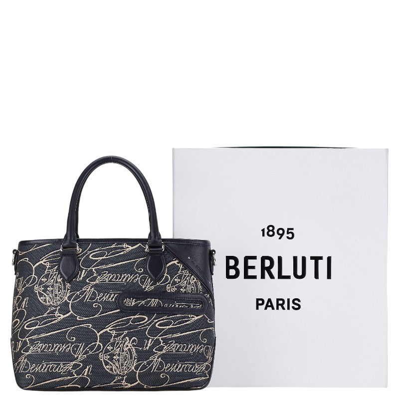 Berluti Arabesque Canvas Leather Tote Bag