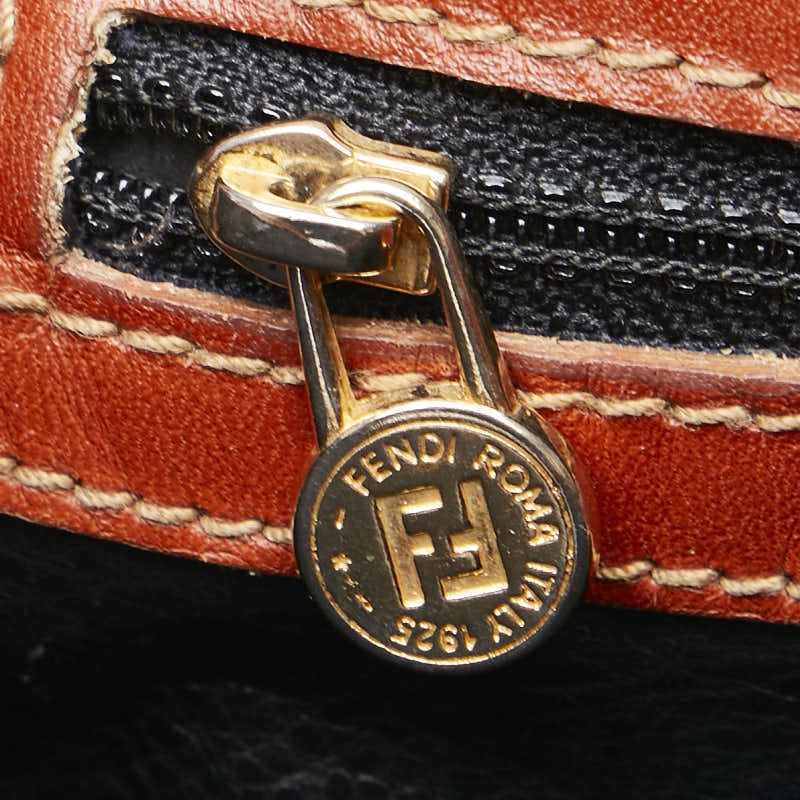 Fendi Nylon Leather Pequin Crossbody Bag in Very Good Condition