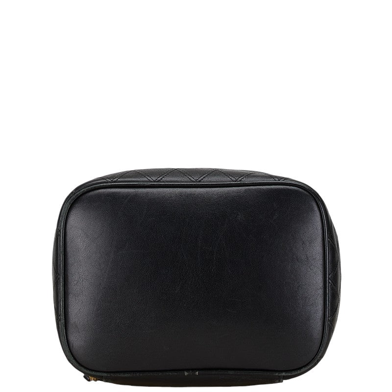 Chanel Matelasse Coco Mark Bicolor Vanity Handbag Black Lambskin