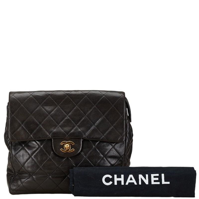 Chanel Matelasse Coco Mark Chain Backpack Black Lambskin