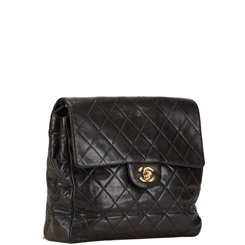 Chanel Matelasse Coco Mark Chain Backpack Black Lambskin