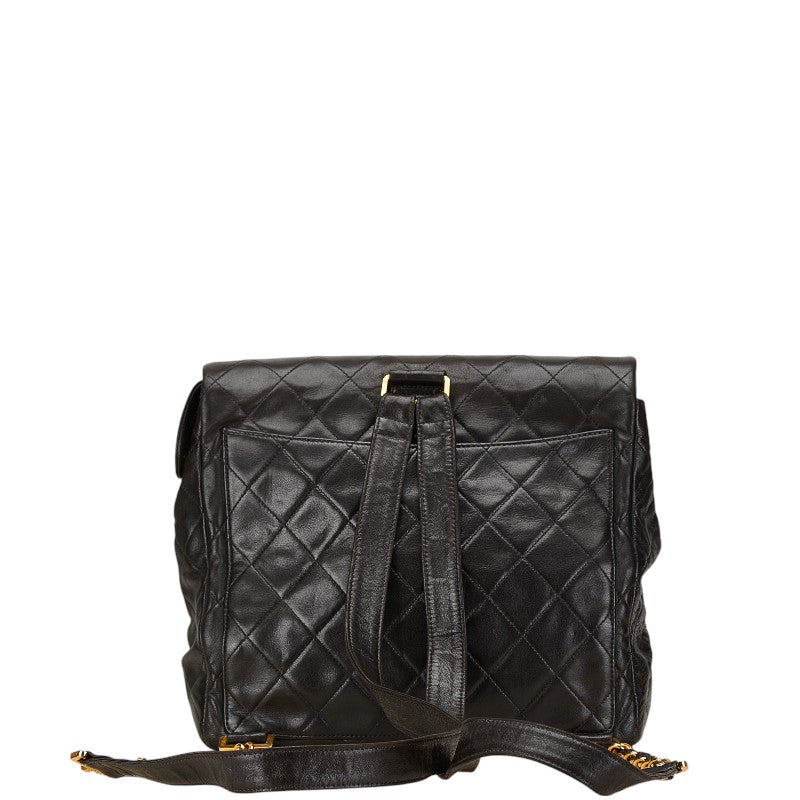 Chanel Matelasse Coco Mark Chain Backpack Black Lambskin