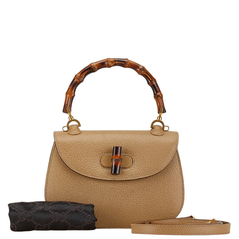 Gucci Bamboo Leather 2WAY Handbag Shoulder Bag