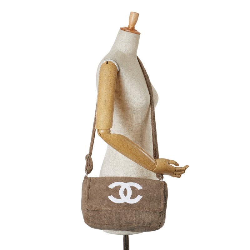 Chanel Coco Mark Shoulder Bag Beige White Pile in Very Good Condition