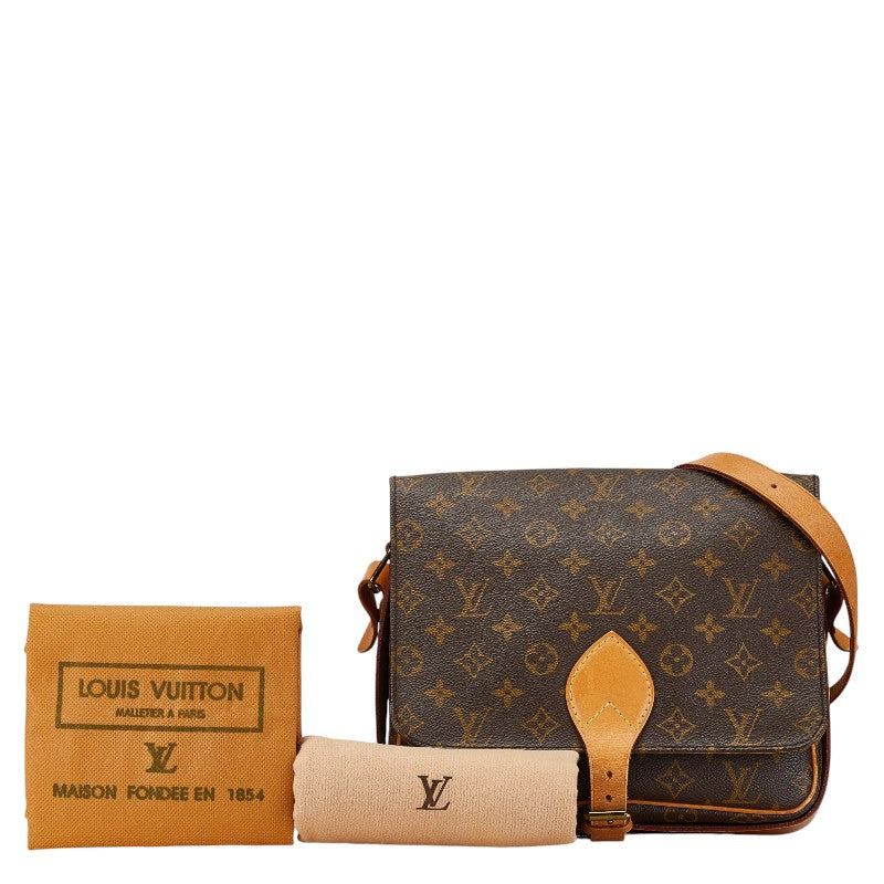 Louis Vuitton Monogram Cartouchiere MM Shoulder Bag M51253 Brown PVC Leather in Very Good Condition