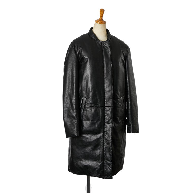 Louis Vuitton Wool Lama Leather Down Feather No Collar Coat in Good Condition