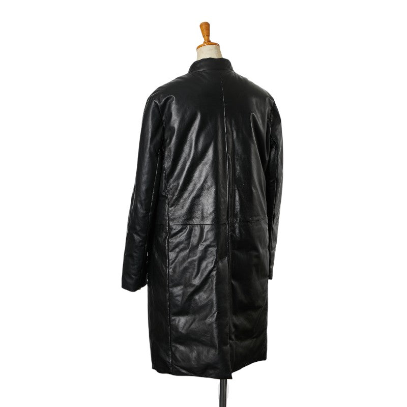 Louis Vuitton Wool Lama Leather Down Feather No Collar Coat in Good Condition