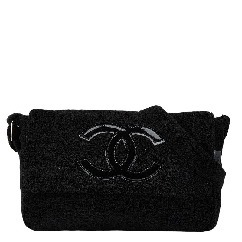 Chanel Coco Mark Fur Shoulder Bag Black in Very Good Condition