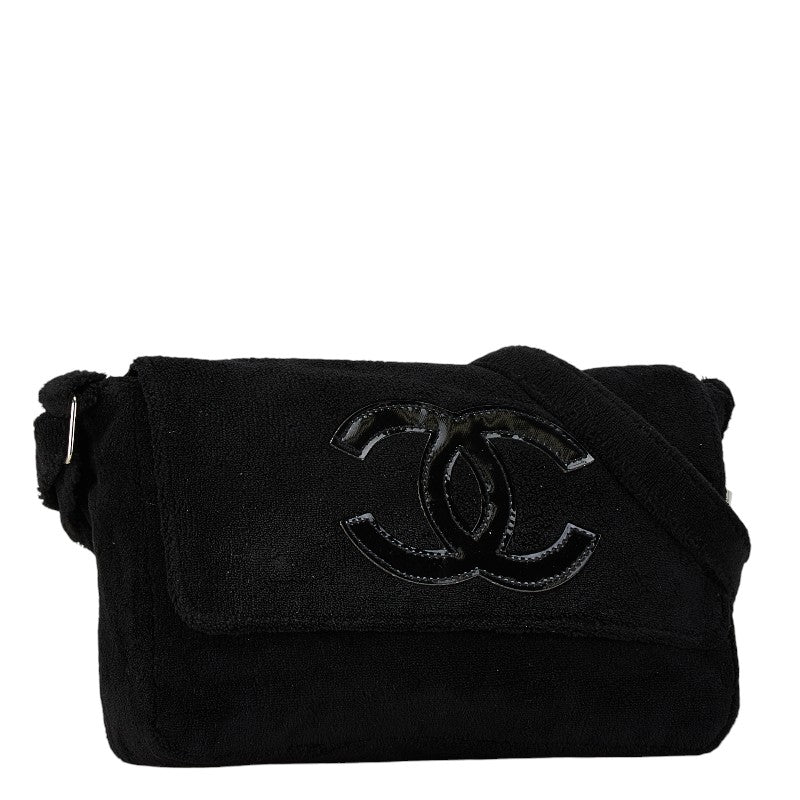 Chanel Coco Mark Fur Shoulder Bag Black