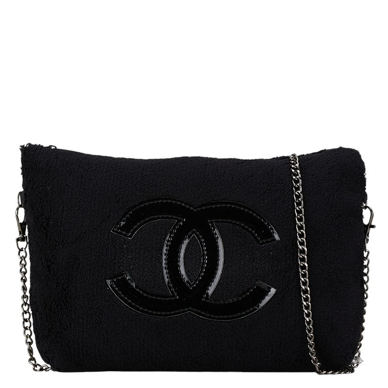 Chanel Coco Mark Chain Shoulder Bag Black Fur in Very Good Condition