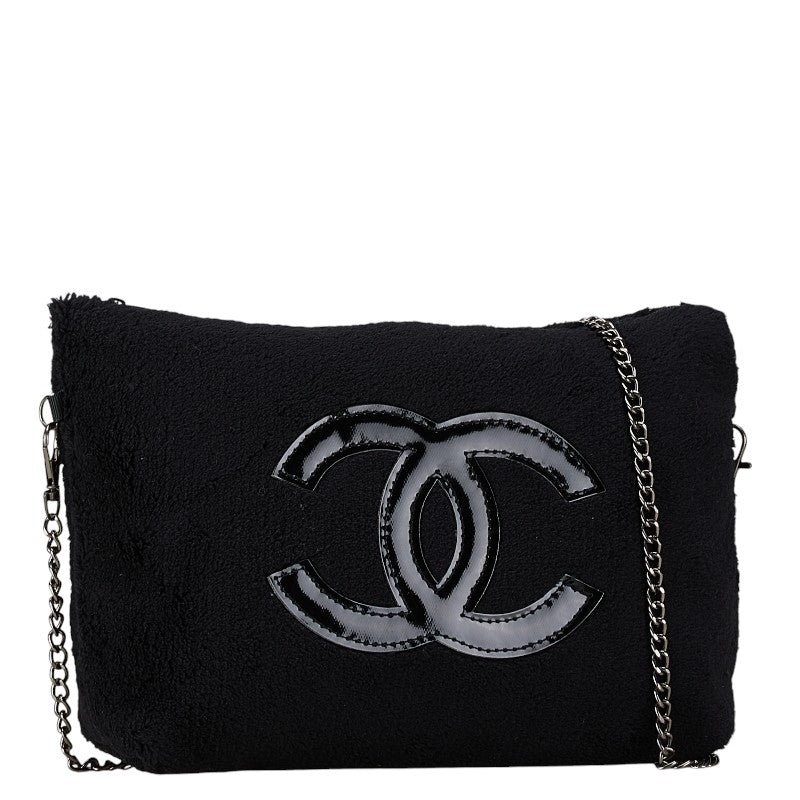 Chanel Coco Mark Chain Shoulder Bag Black Fur in Very Good Condition