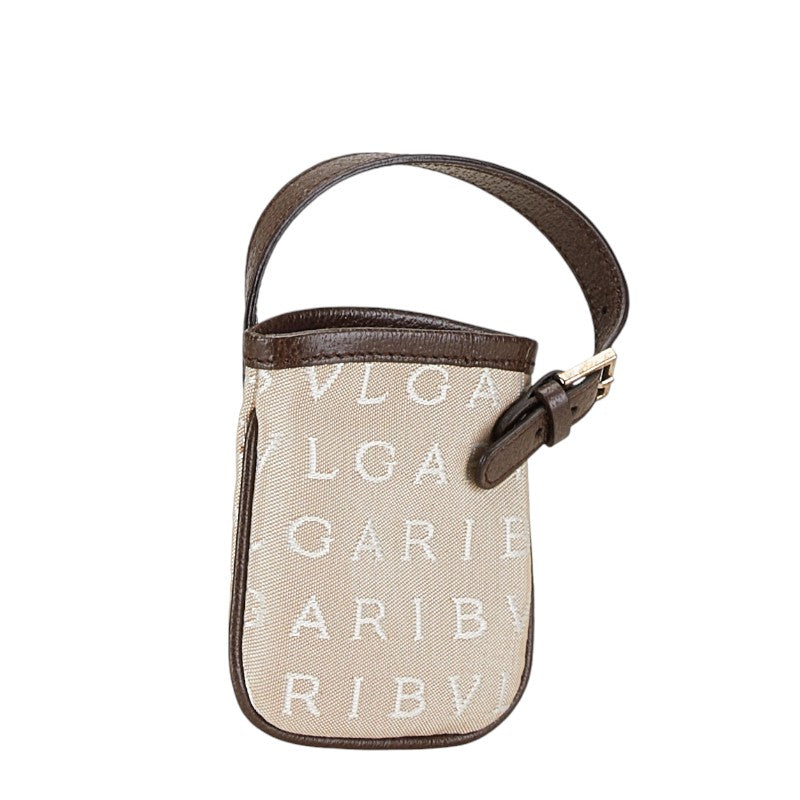 Bvlgari Canvas Leather Logo Mania Pouch Bag Charm Mini Bag