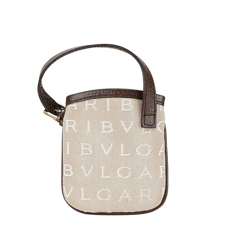 Bvlgari Canvas Leather Logo Mania Pouch Bag Charm Mini Bag