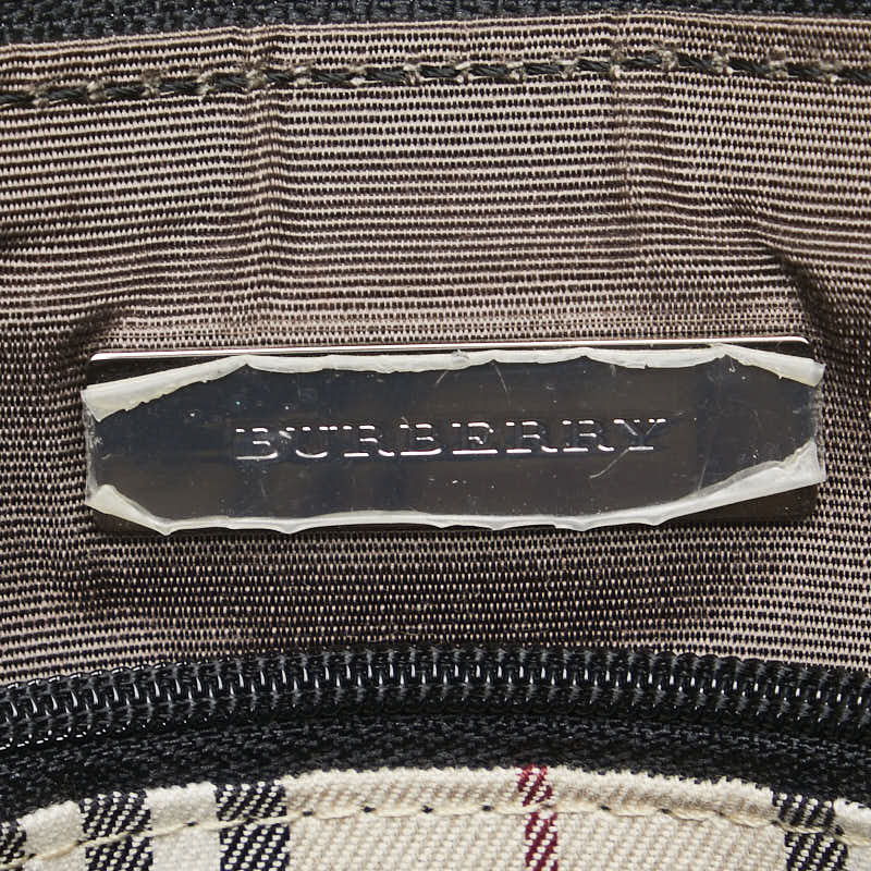 Burberry Leather Nova Check Logo Plate Shoulder Bag