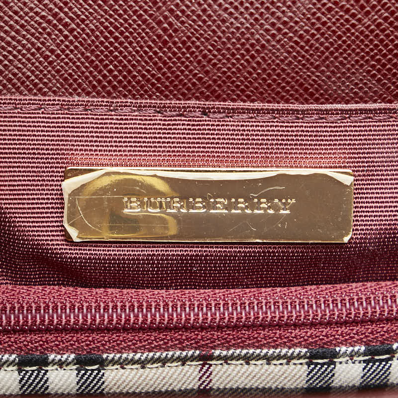 Burberry Nova Check Logo Plate Leather Handbag