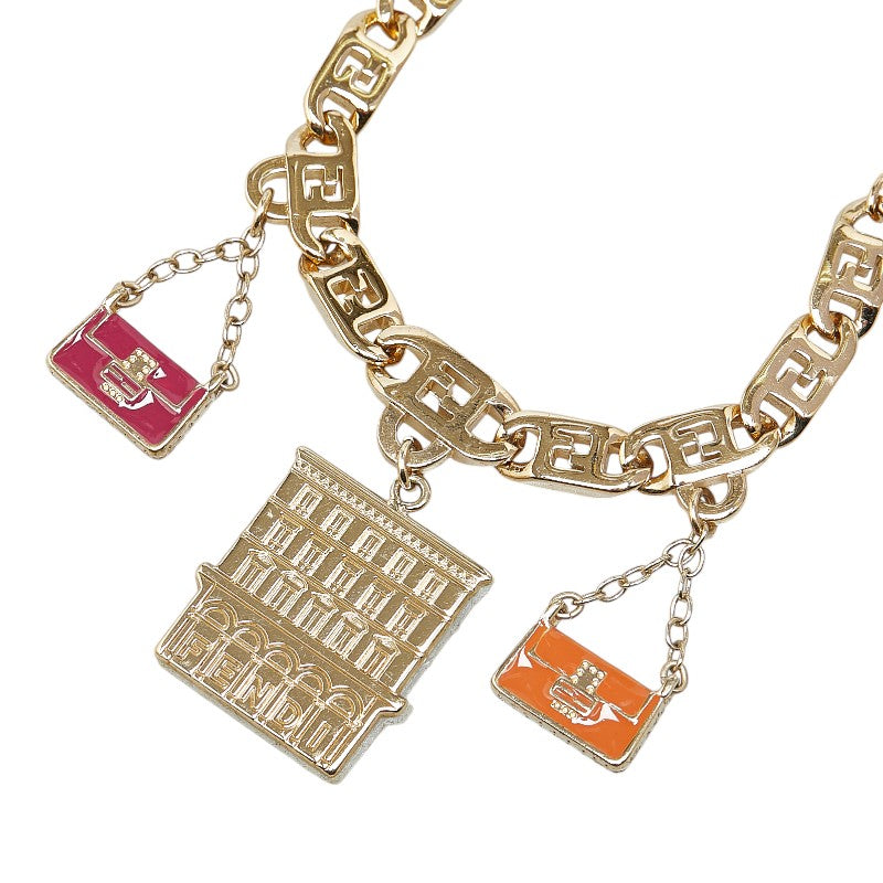 Fendi Gold Pink Orange Plated Necklace in Great Condition