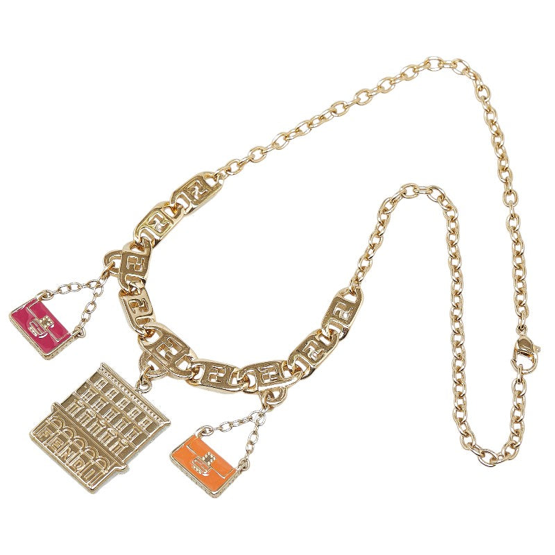 Fendi Gold Pink Orange Plated Necklace in Great Condition