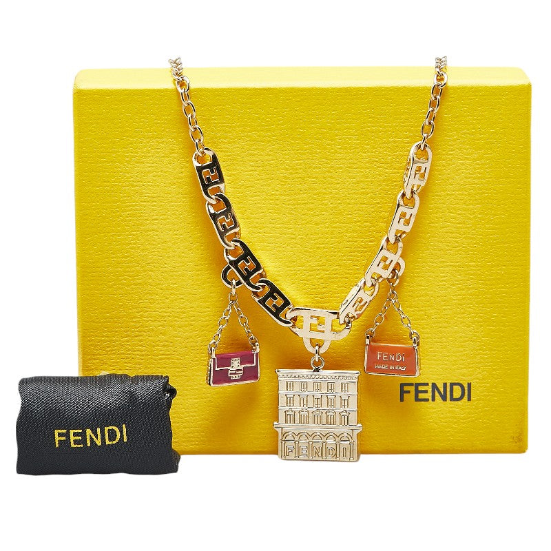 Fendi Gold Pink Orange Plated Necklace in Great Condition