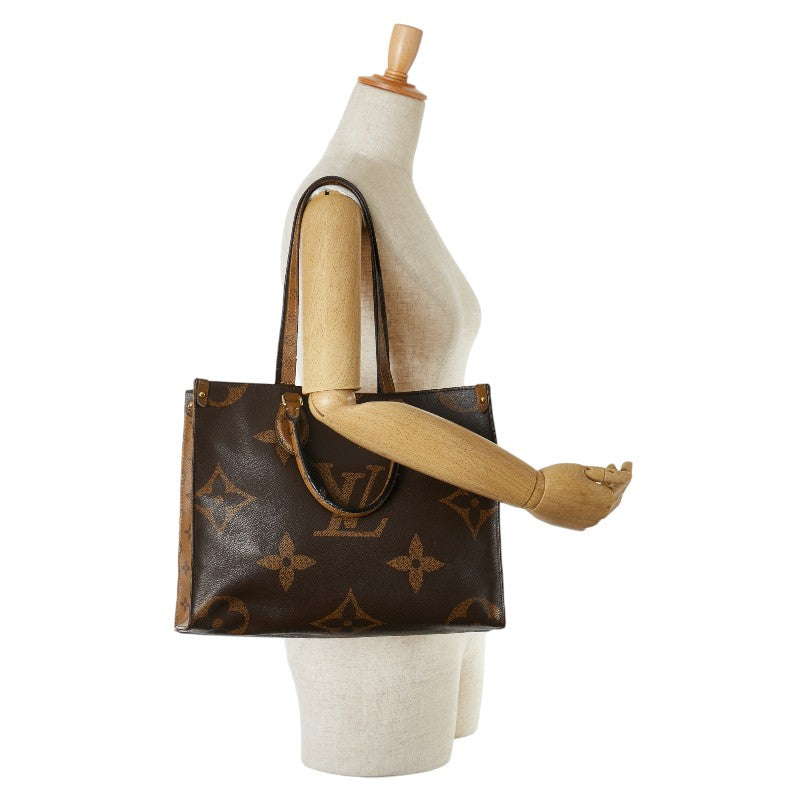 Louis Vuitton Monogram Giant Reverse OnTheGo MM Handbag Shoulder Bag M45321 Brown PVC Leather in Very Good Condition