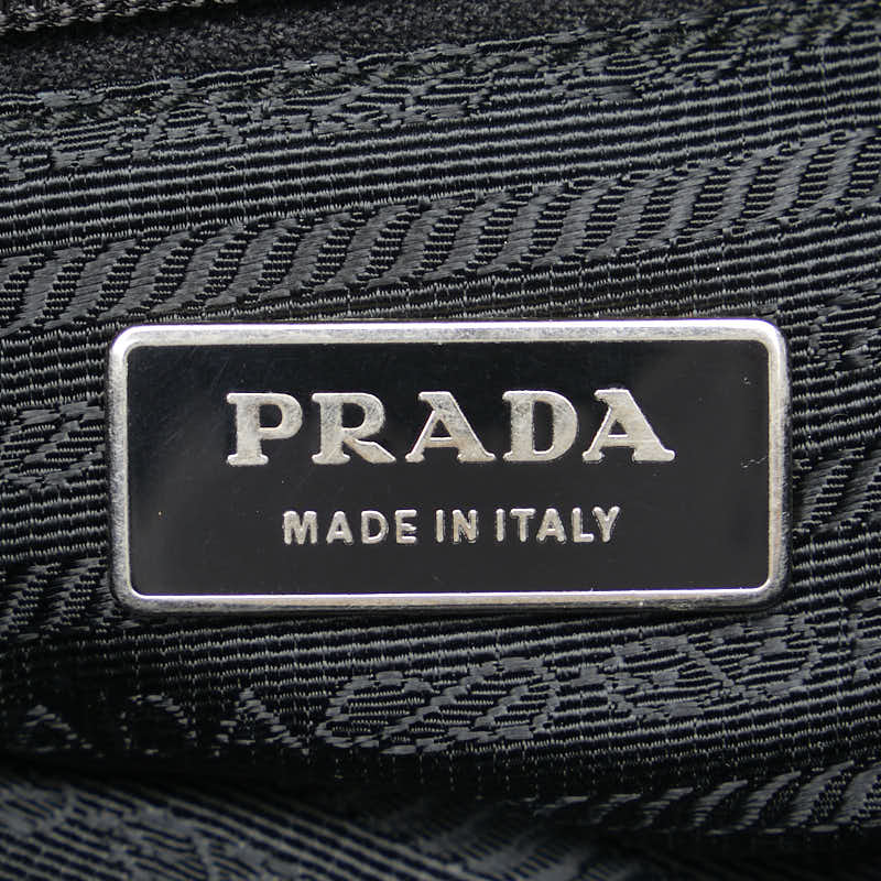 Prada Nylon Leather Triangle Logo Plate Shoulder Bag in Very Good Condition