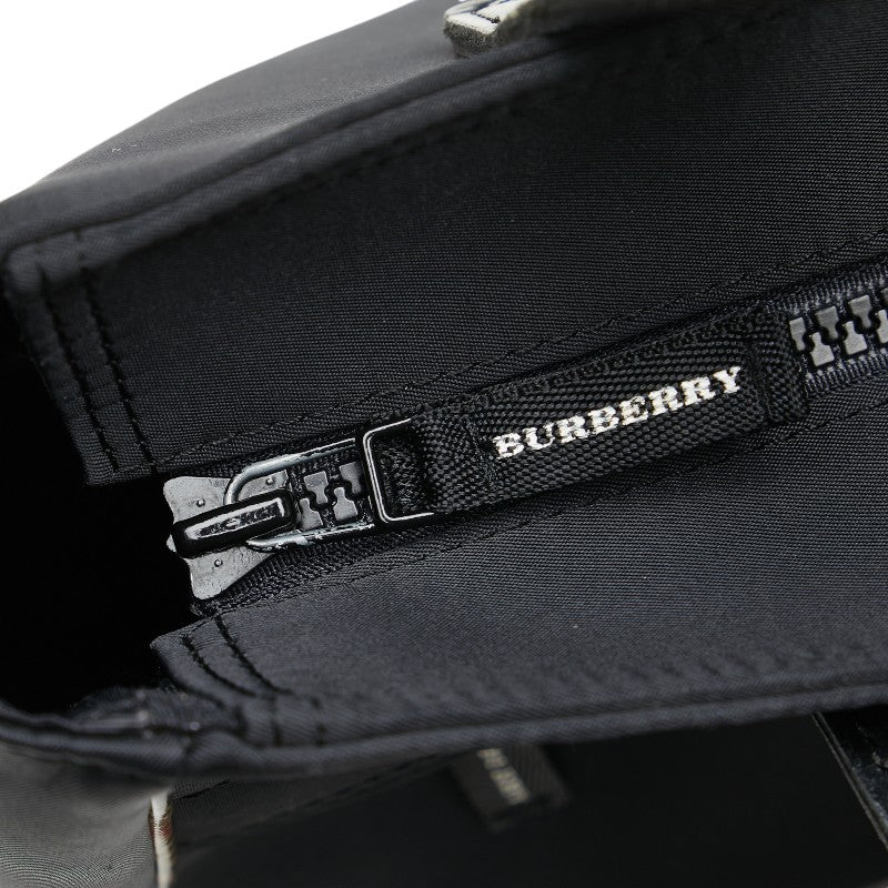 Burberry Nova Check Logo Plate Nylon Leather Handbag in Very Good Condition