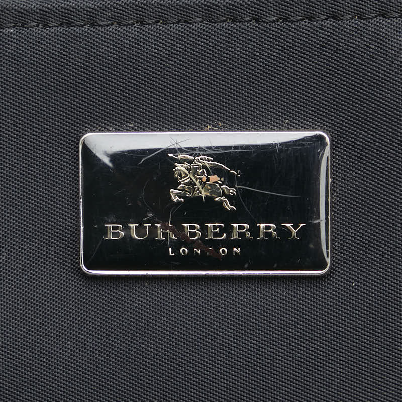 Burberry Nova Check Logo Plate Nylon Leather Handbag in Very Good Condition