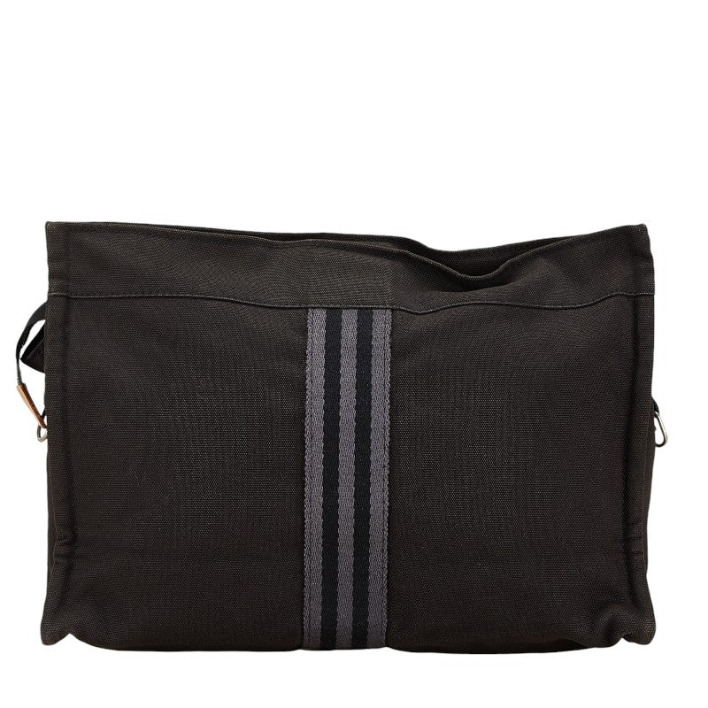 Hermes Canvas Clutch Bag Black Gray