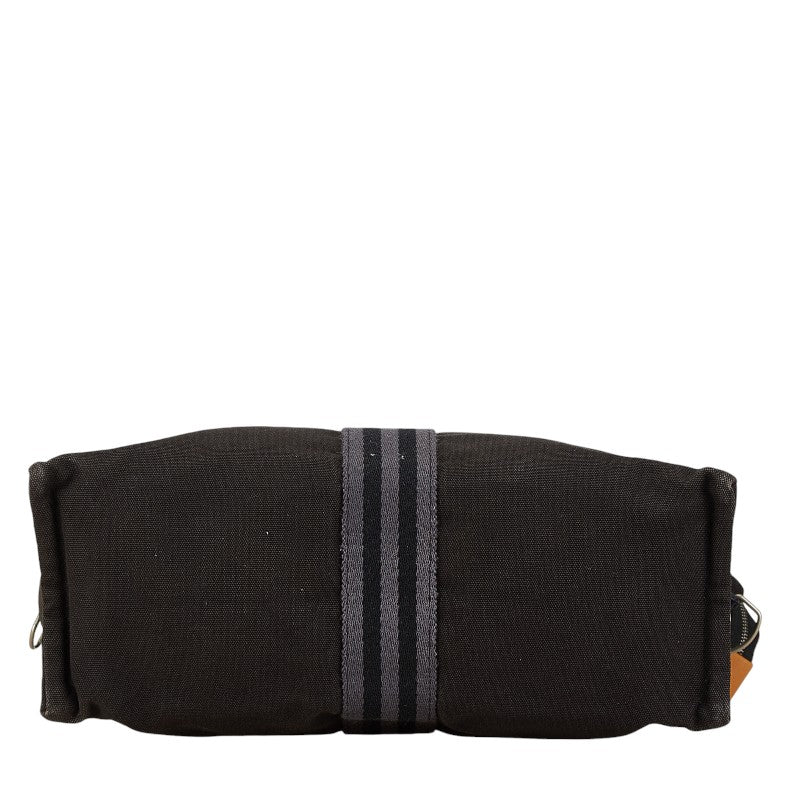 Hermes Canvas Clutch Bag Black Gray in Great Condition